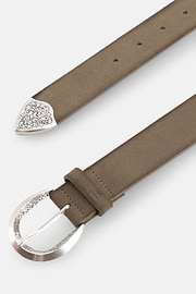 Suede Leather Belt, Taupe, thumb, 2