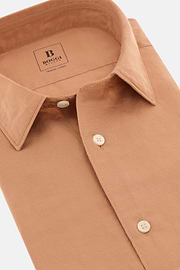 Camicia In Tencel Lino Regular Fit, Arancione, thumb, 5