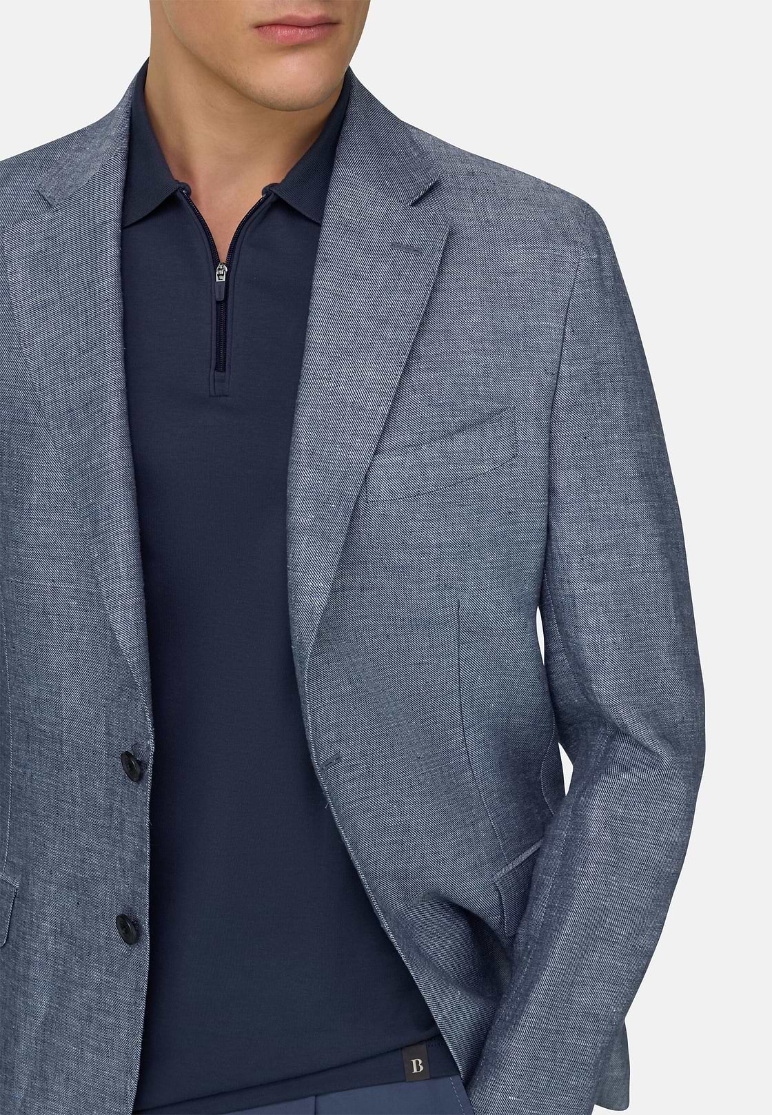 Twill Linen Blazer, Light Blue, hi-res, 3