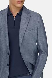 Twill Linen Blazer, Light Blue, thumb, 3