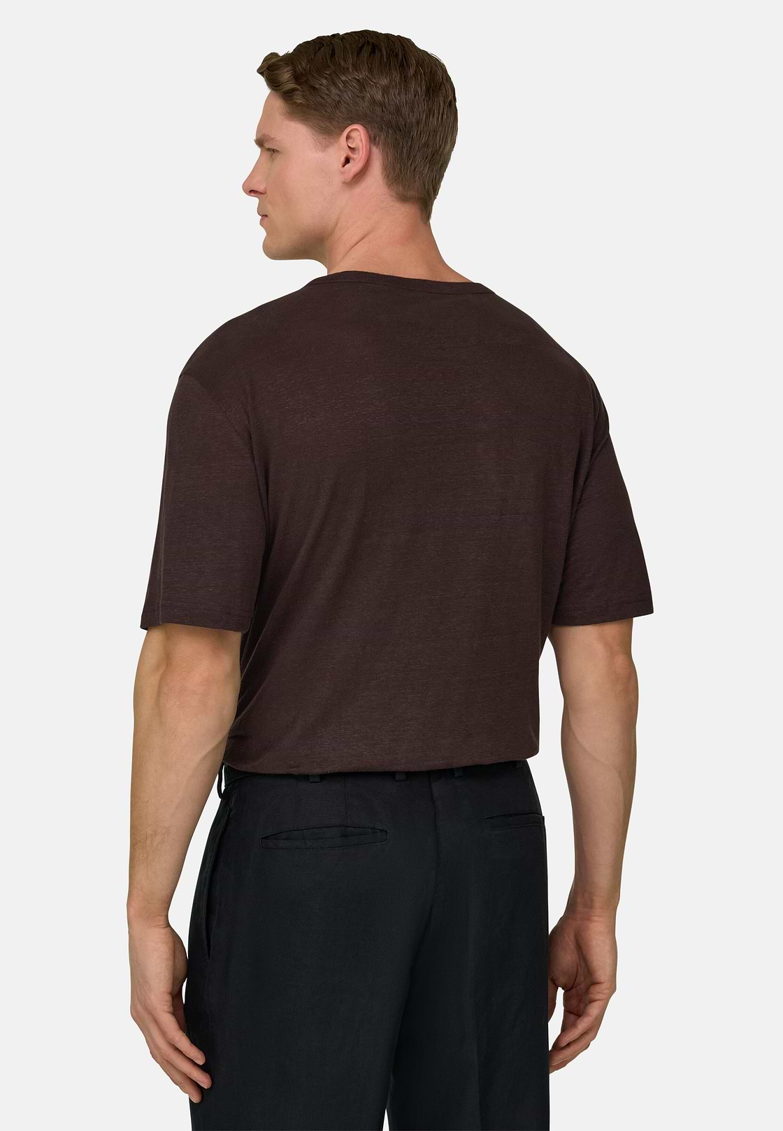 T-shirt En Jersey De Lin Extensible, Marron foncé, hi-res, 3