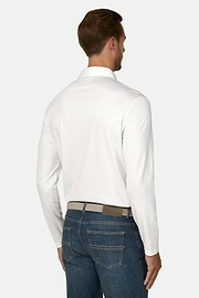 Polo in Cotton and Silk Jersey, White, thumb, 4
