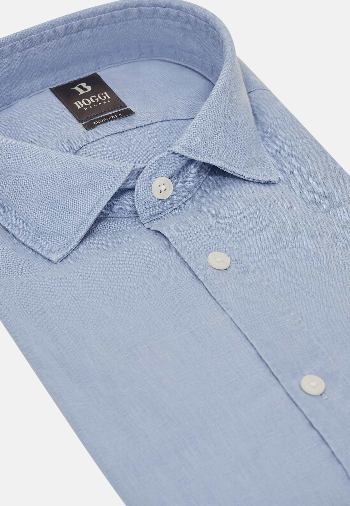 Regular Fit Linen Shirt, Light Blue, hi-res