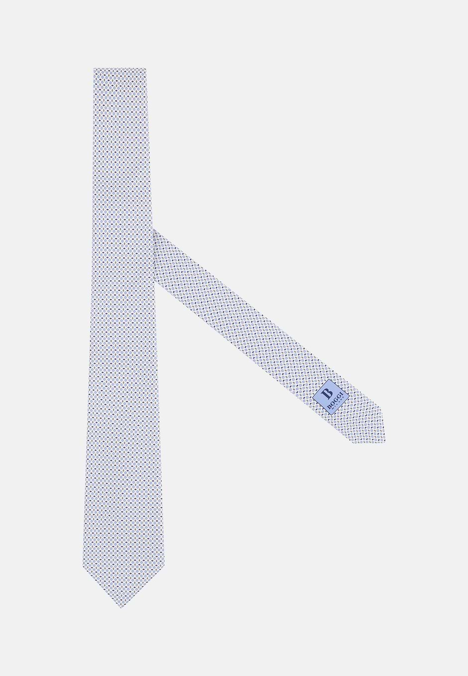 Geometric Patterned Silk Tie, Orange, hi-res