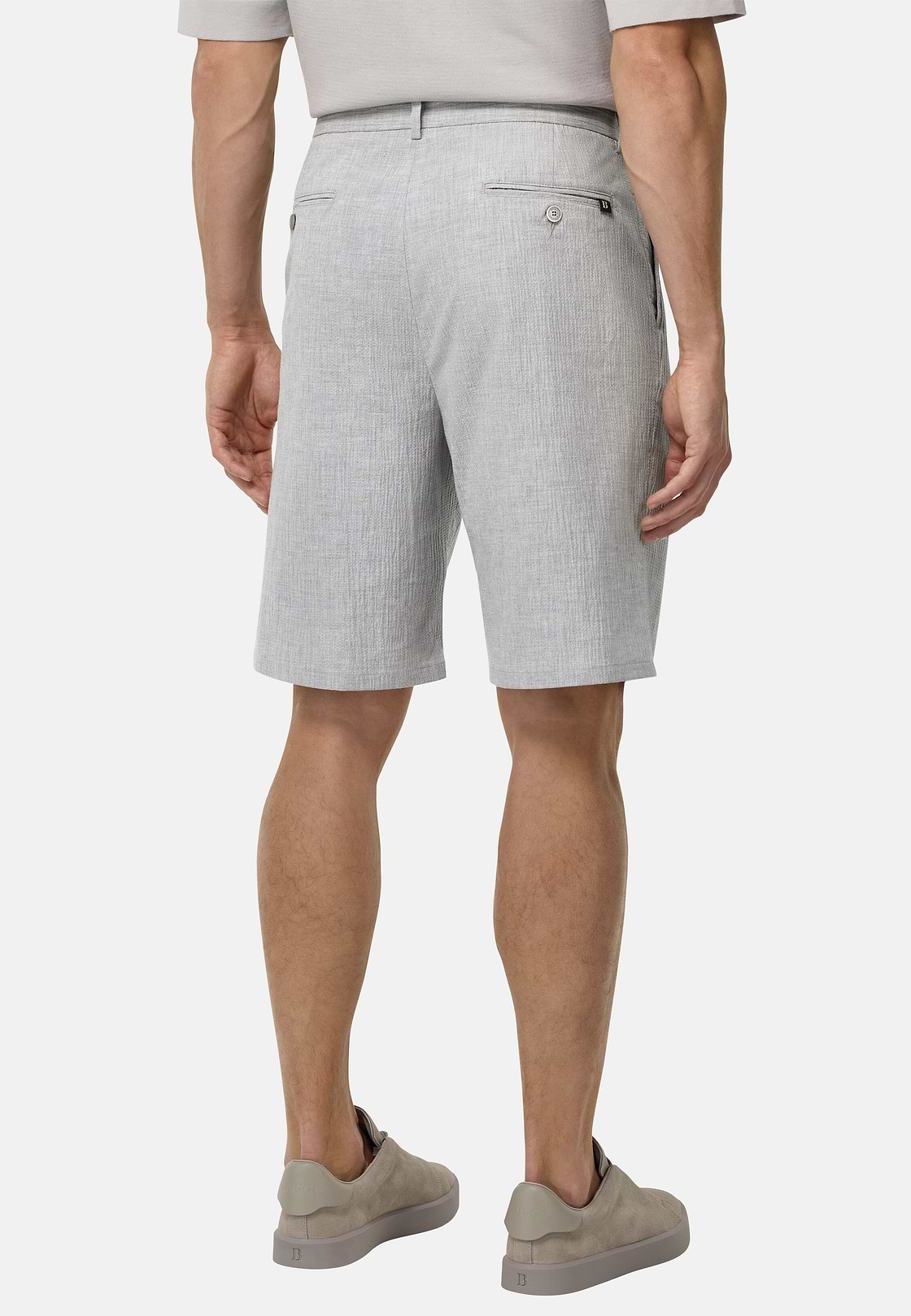 Bermuda In Seersucker Di Cotone, Light grey, hi-res