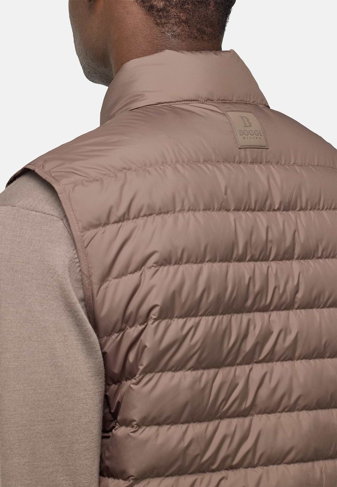 Gilet In Technical Fabric With Goose Down, Taupe, hi-res