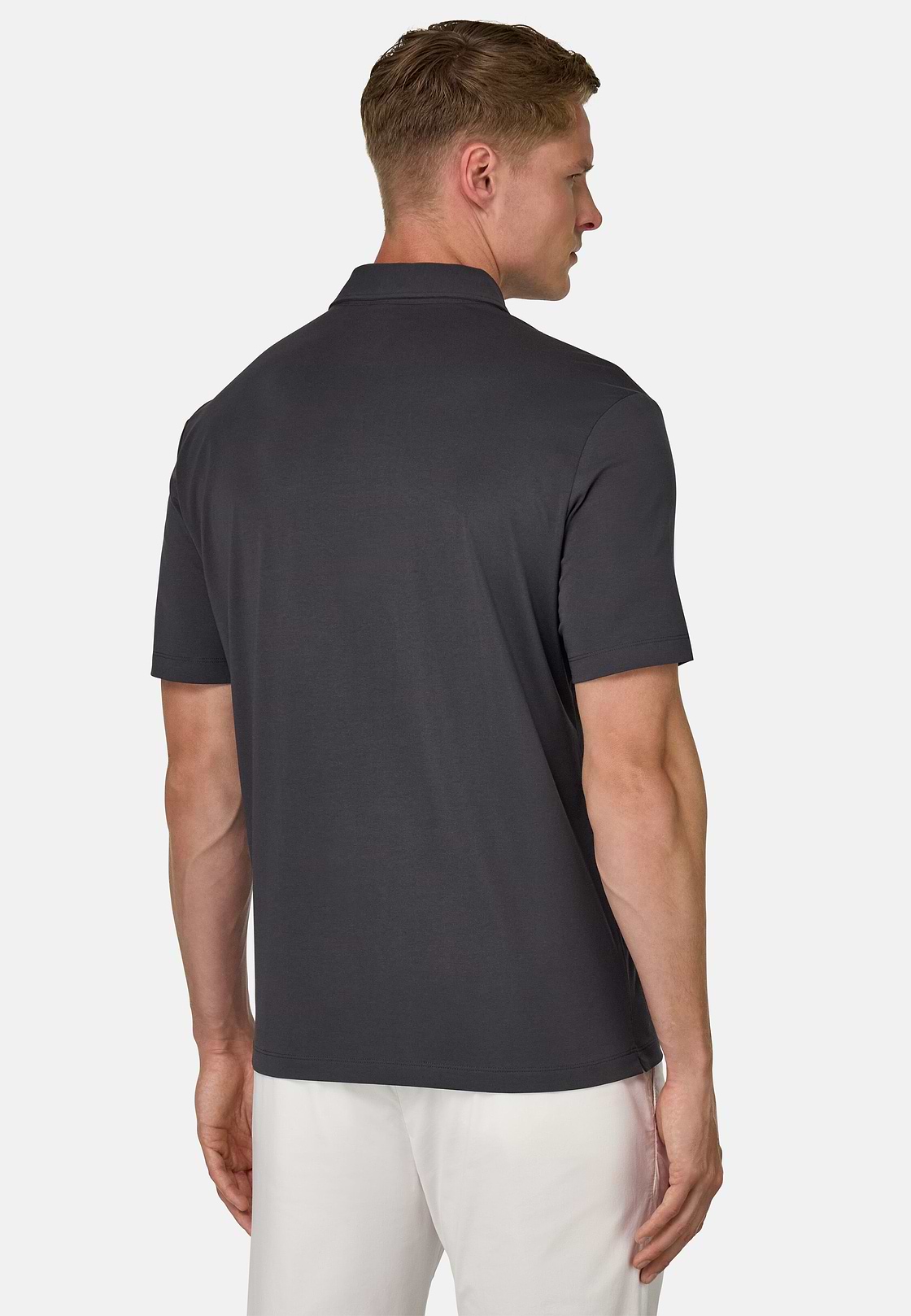 Polo Shirt In Stretch Supima Cotton, Black, hi-res