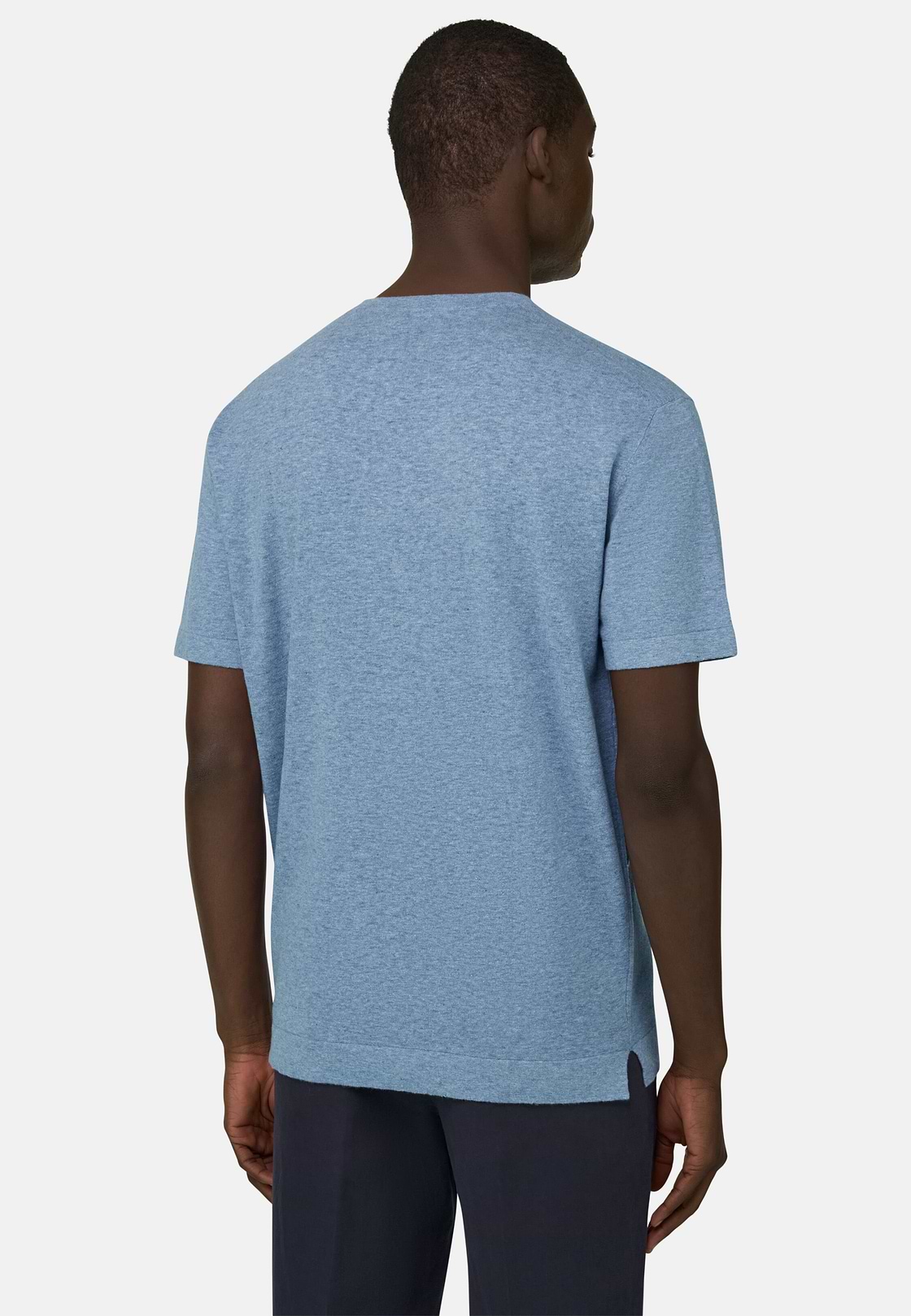 T-Shirt aus Baumwoll-Leinen-Strick, Hellblau, hi-res, 3