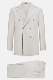 Double-Breasted Grisaille Suit in Pure Wool, Ice, hi-res