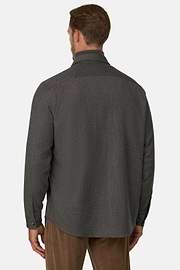 Overshirt in Mélange Wool Flannel, Taupe, thumb, 6