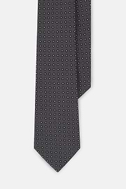Tie Jacquard Micro Patterned Silk, Grey, thumb, 1