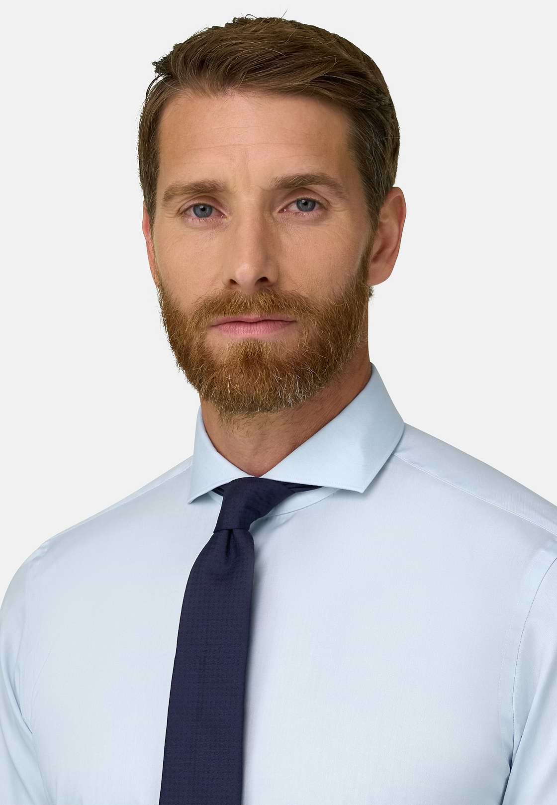 Hemd aus Pin-Point-Baumwolle Slim Fit, Hellblau, hi-res, 3