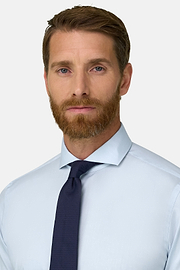 Hemd aus Pin-Point-Baumwolle Slim Fit, Hellblau, thumb, 3
