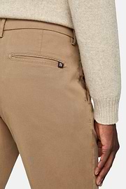 Stretch Cotton Trousers, Taupe, hi-res
