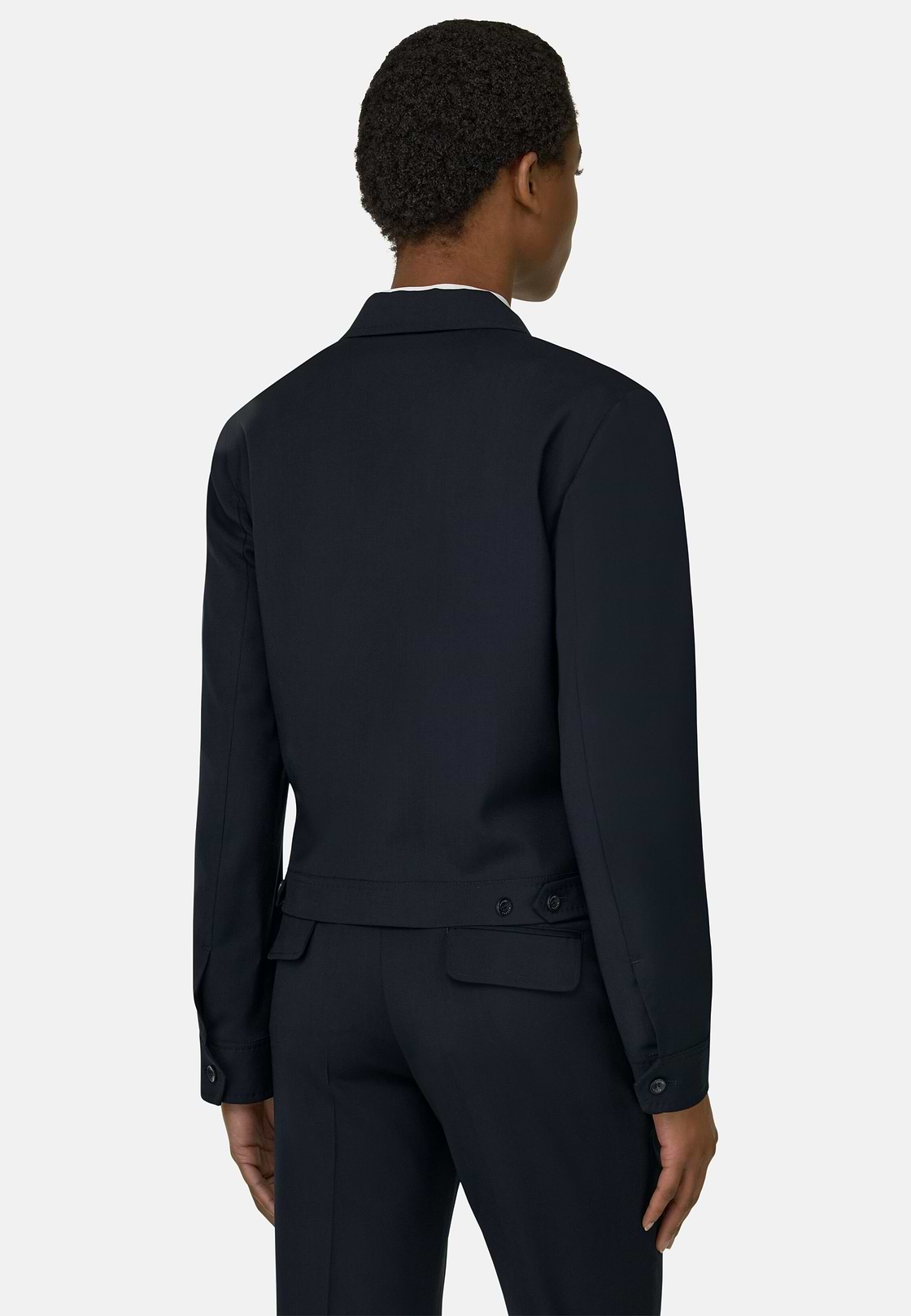Pure Wool Shirt Jacket, Navy blue, hi-res, 3