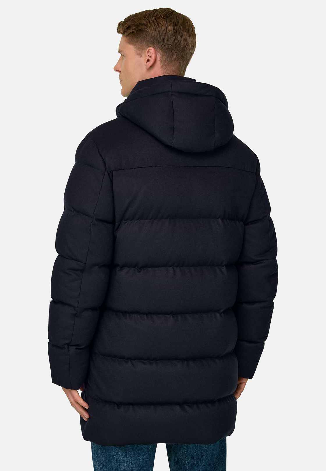 Parka Padded Wool Blend with Goose Down, Navy blue, hi-res, 4