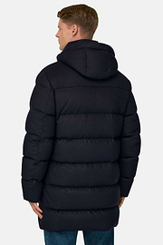 Parka Padded Wool Blend with Goose Down, Navy blue, thumb, 4