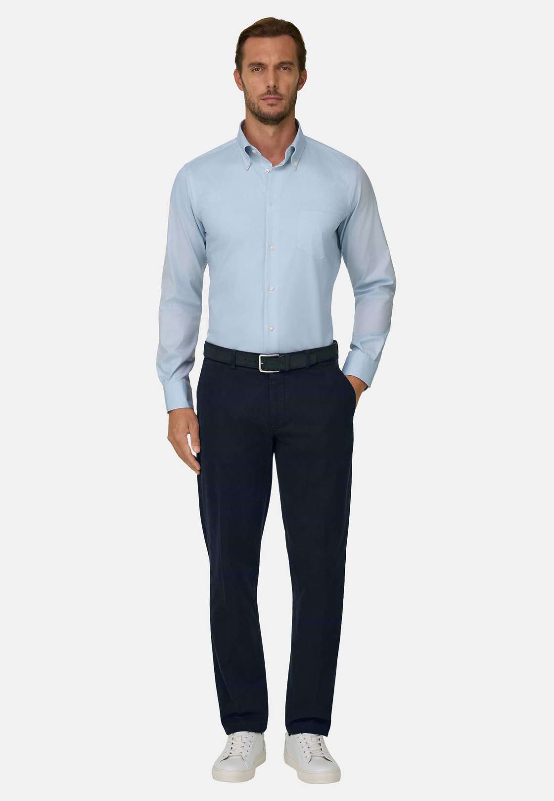 Regular Fit Pinpoint Cotton Shirt Button Down, , hi-res, 2