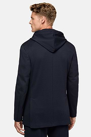 Madison Navy Blue Cotton Blend Sweatshirt Jacket, Navy blue, hi-res