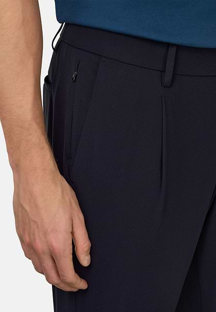 Pantaloni In Nylon Elasticizzato B Tech, Navy, hi-res