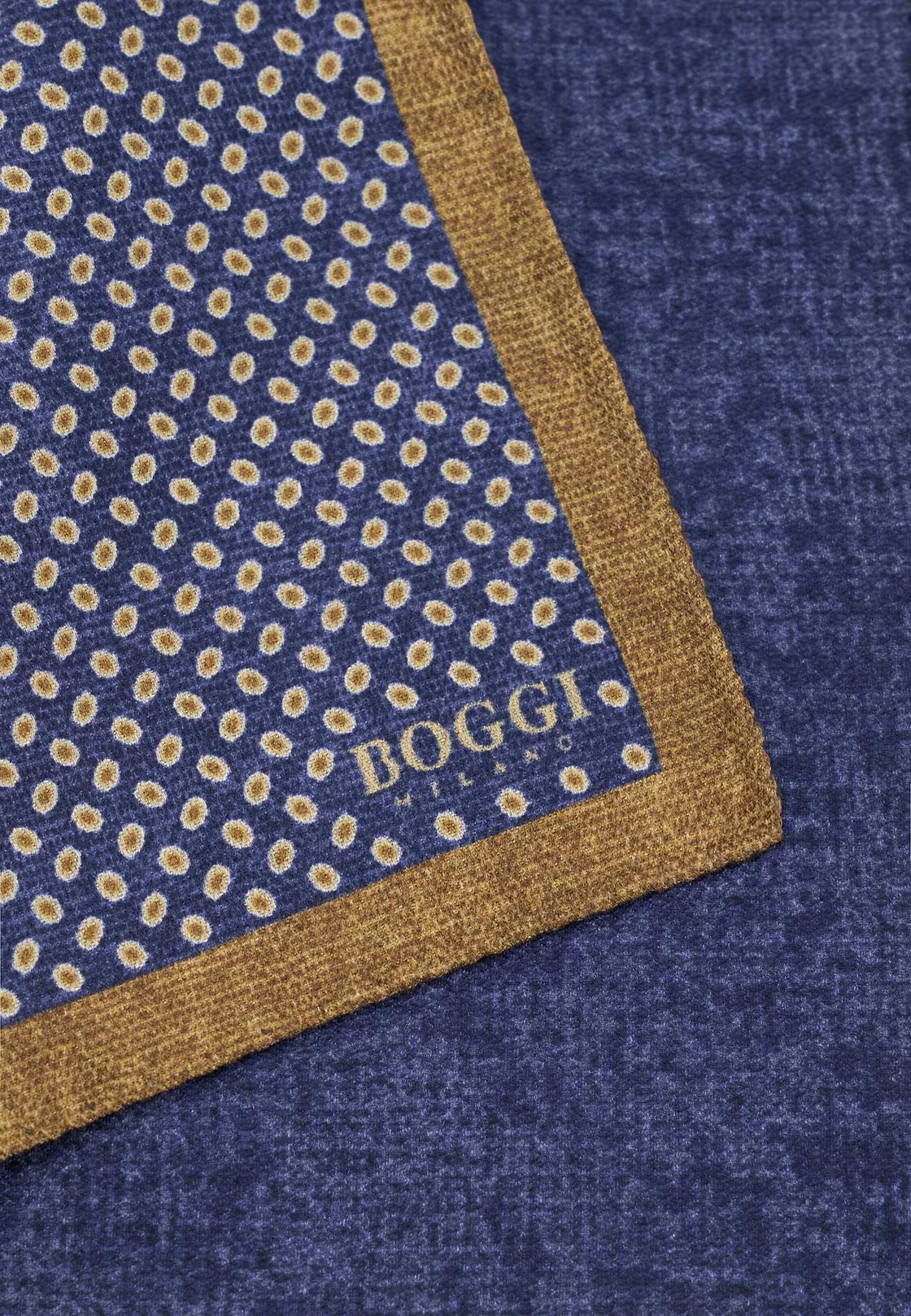 Pocket Square Double Micro Patterned Print Silk, Navy blue, hi-res, 3