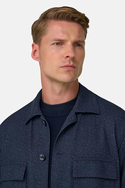 Shacket Herringbone Viscose Blend, Blue, thumb, 3