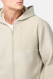 Sweat Full Zip À Capuche En Scuba De Coton Mélangé, Sable, hi-res