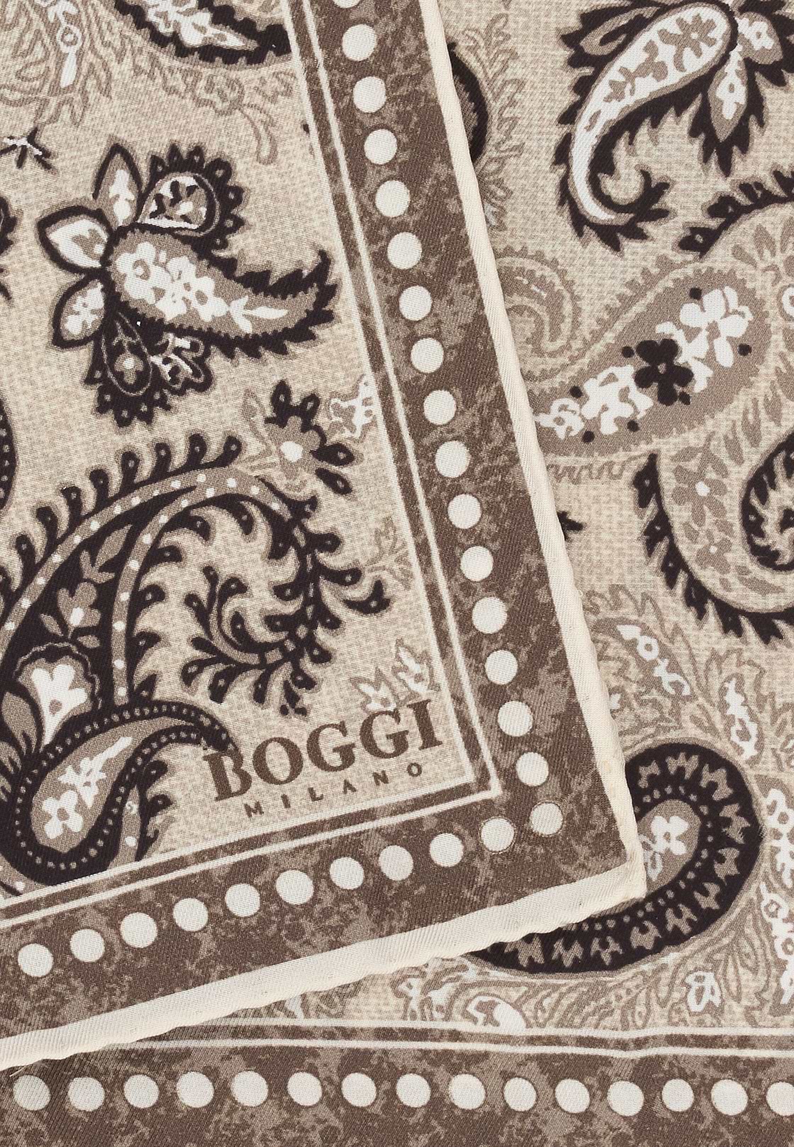 Paisley Print Silk Pocket Square, Taupe, hi-res, 3