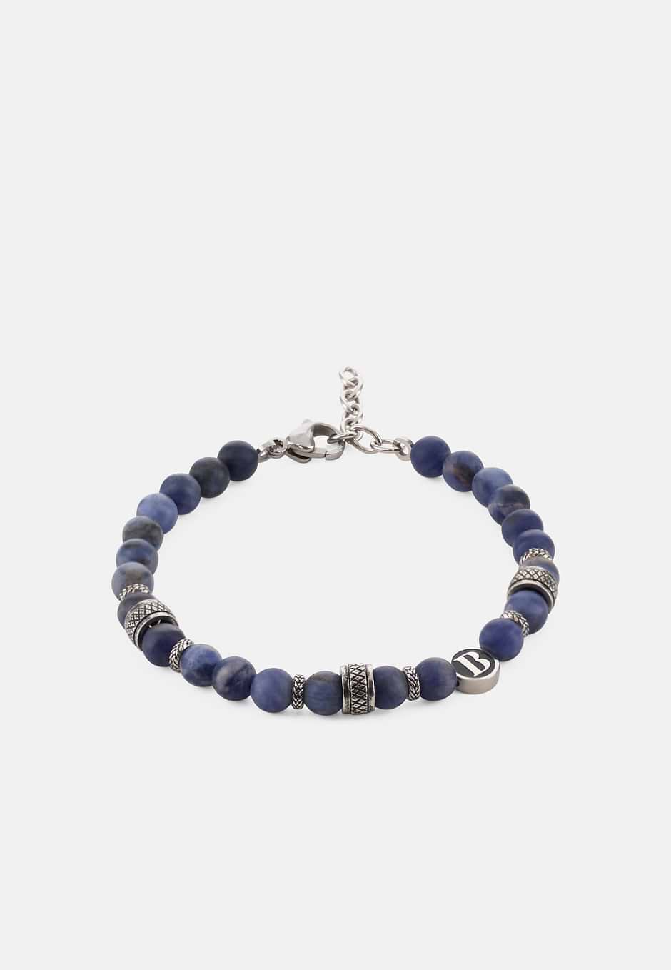 Bracelet En Acier Avec Perles De Sodalite, Bleu, hi-res