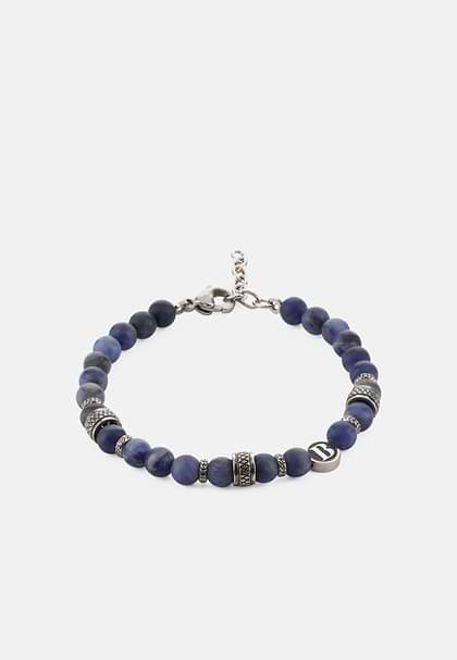 Steel Bracelet with Sodalite Beads, Medium Blue, hi-res