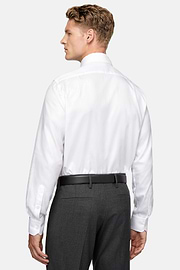 Camisa De Sarga De Algodón Corte Regular, Blanco, hi-res