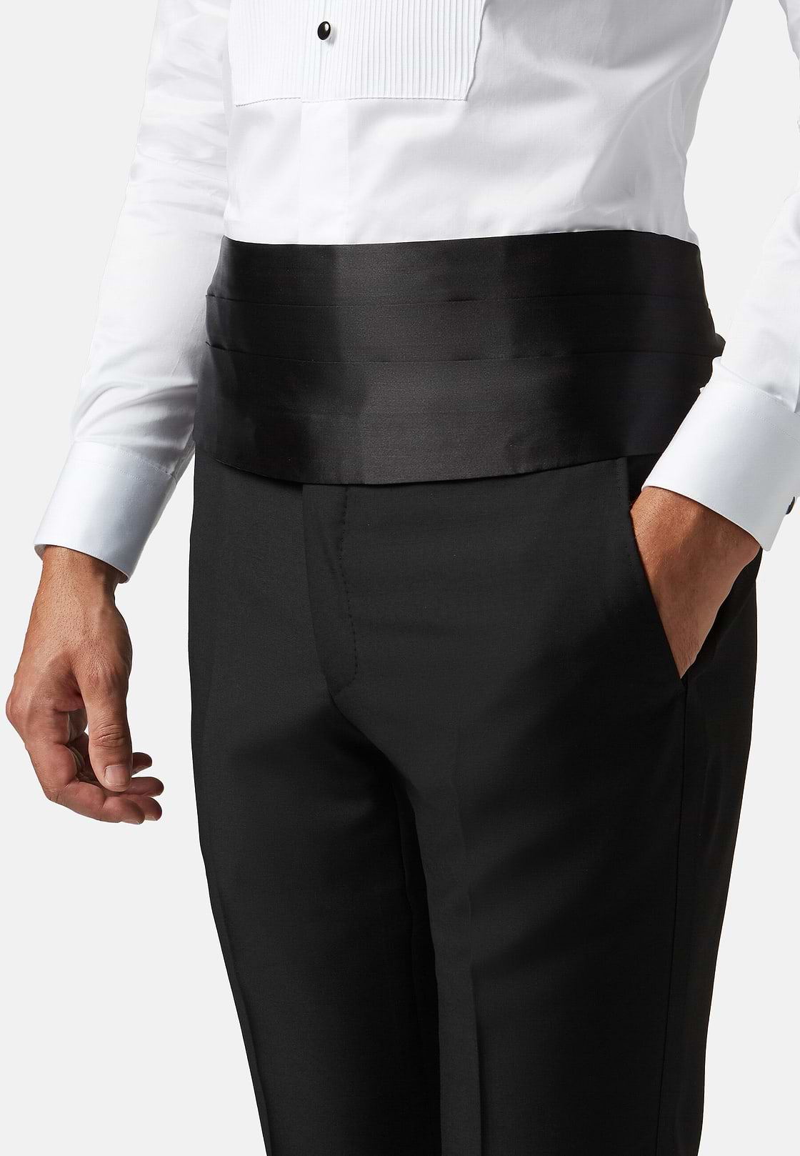 Silk Cummerbund, Black, hi-res