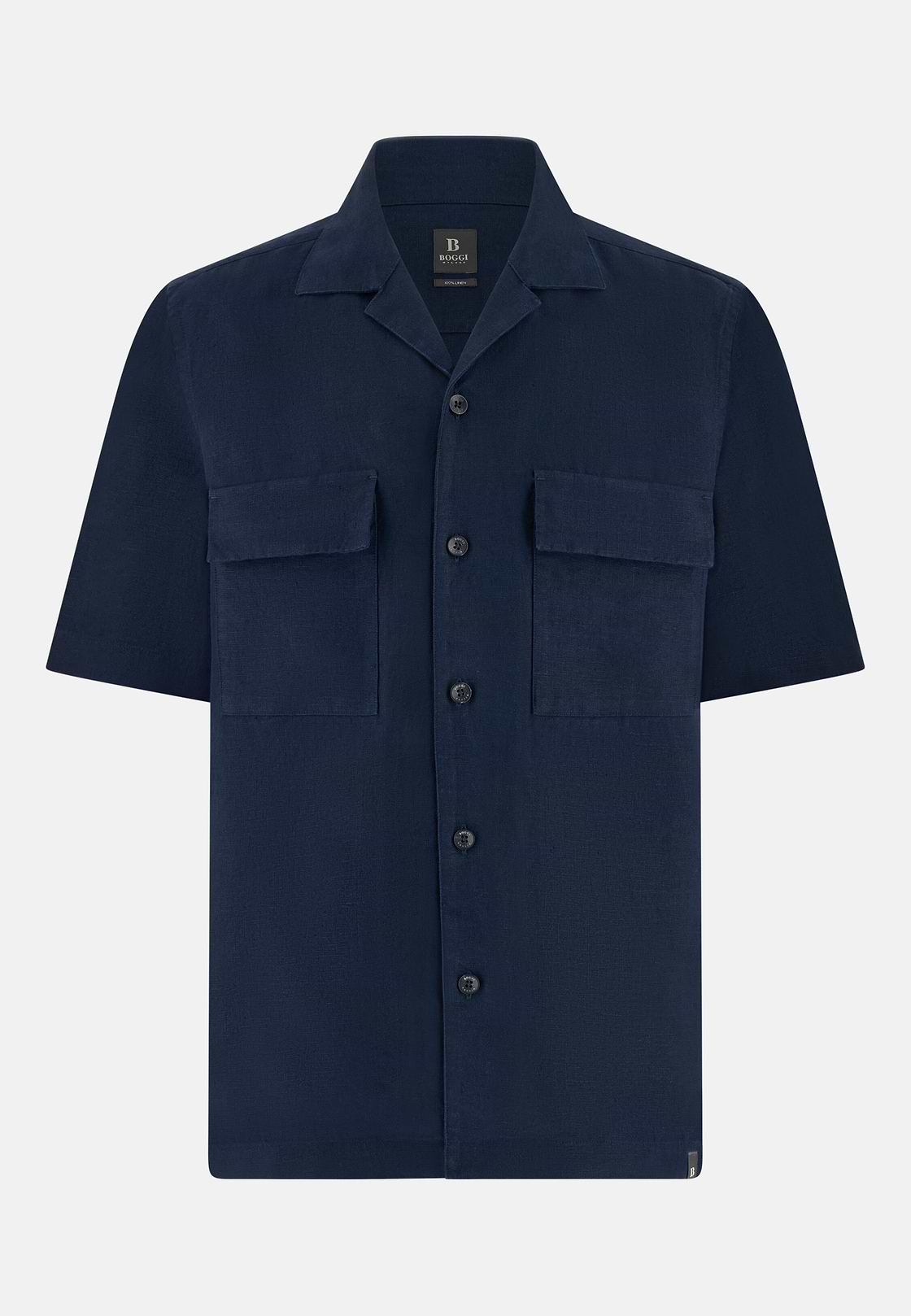 Linen Camp Overshirt, Navy blue, hi-res, 6