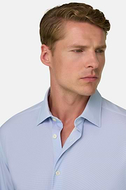 Shirt Micro Patterned Stretch Nylon Slim Fit B Tech, Light Blue, thumb, 3