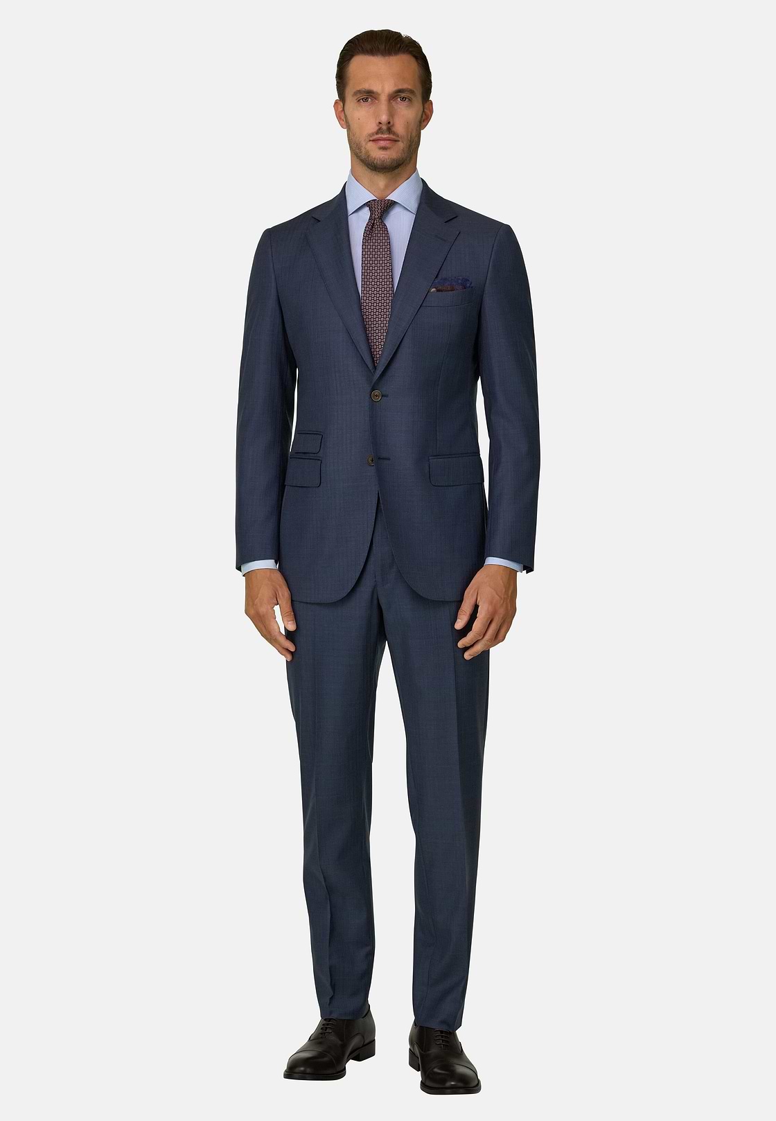 Pinstripe Wool Suit, Blue, hi-res, 2