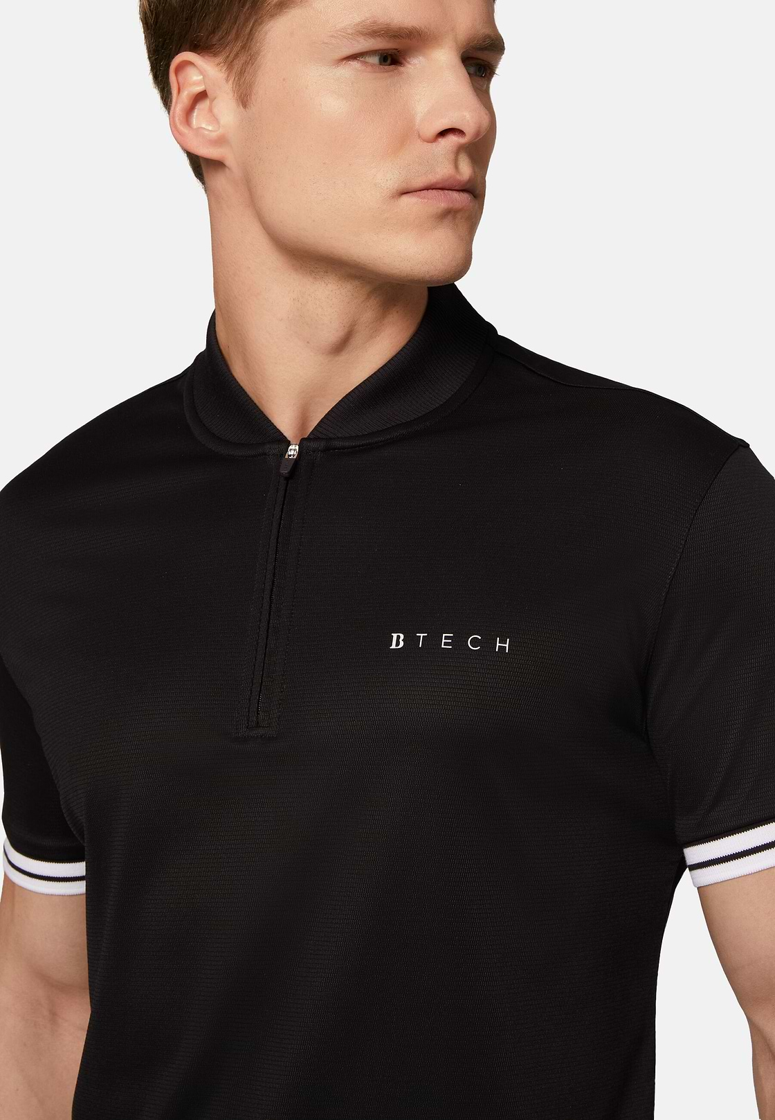 High-Performance Fabric Polo Shirt, Black, hi-res