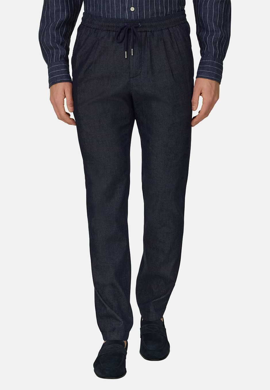 Hose City Aus Baumwolle Und Cupro, Navy blau, hi-res