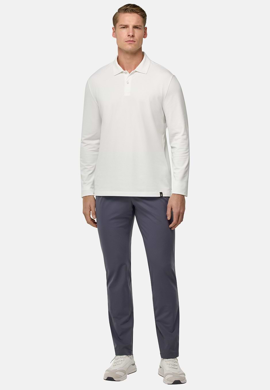 S.Cafè® High-Performance Piqué Polo Shirt, White, hi-res