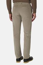 Hose aus Stretchgewebe-Velours, Schlamm, thumb, 5