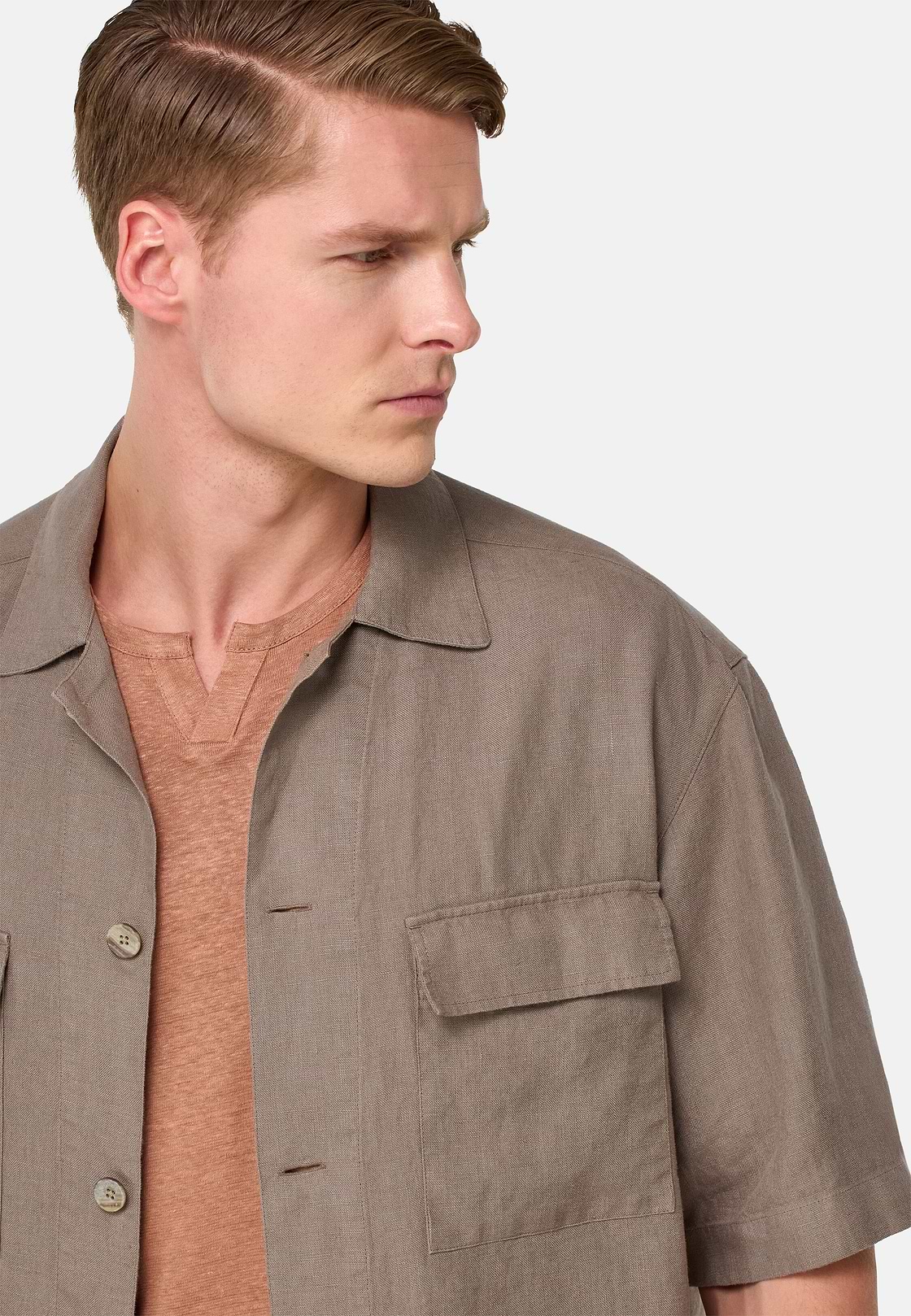 Linen Camp Overshirt, Taupe, hi-res, 4