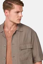 Linen Camp Overshirt, Taupe, thumb, 4