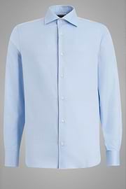 Camisa azul en algodón dobby slim fit, , thumb, 3