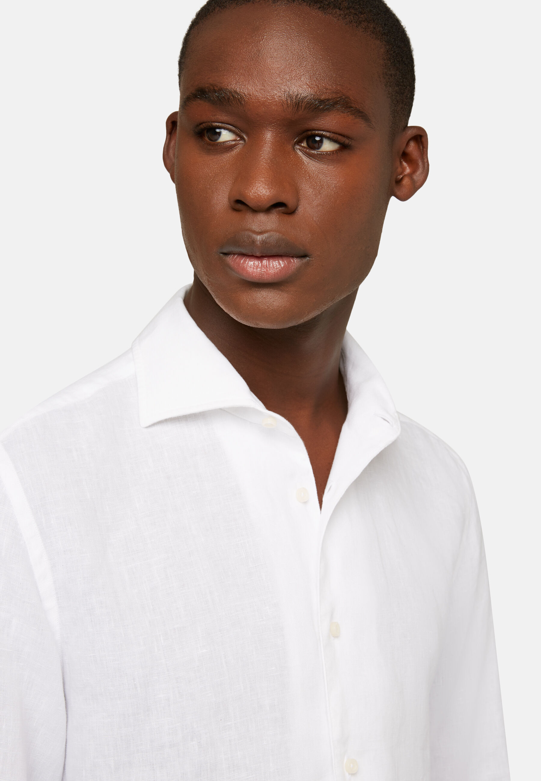 Chemise Blanche En Lin Coupe Droite, Blanc, hi-res