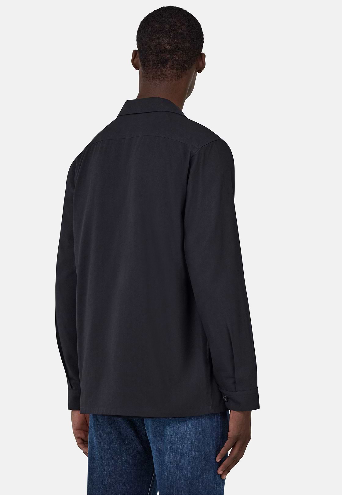 Cotton Overshirt, Navy blue, hi-res