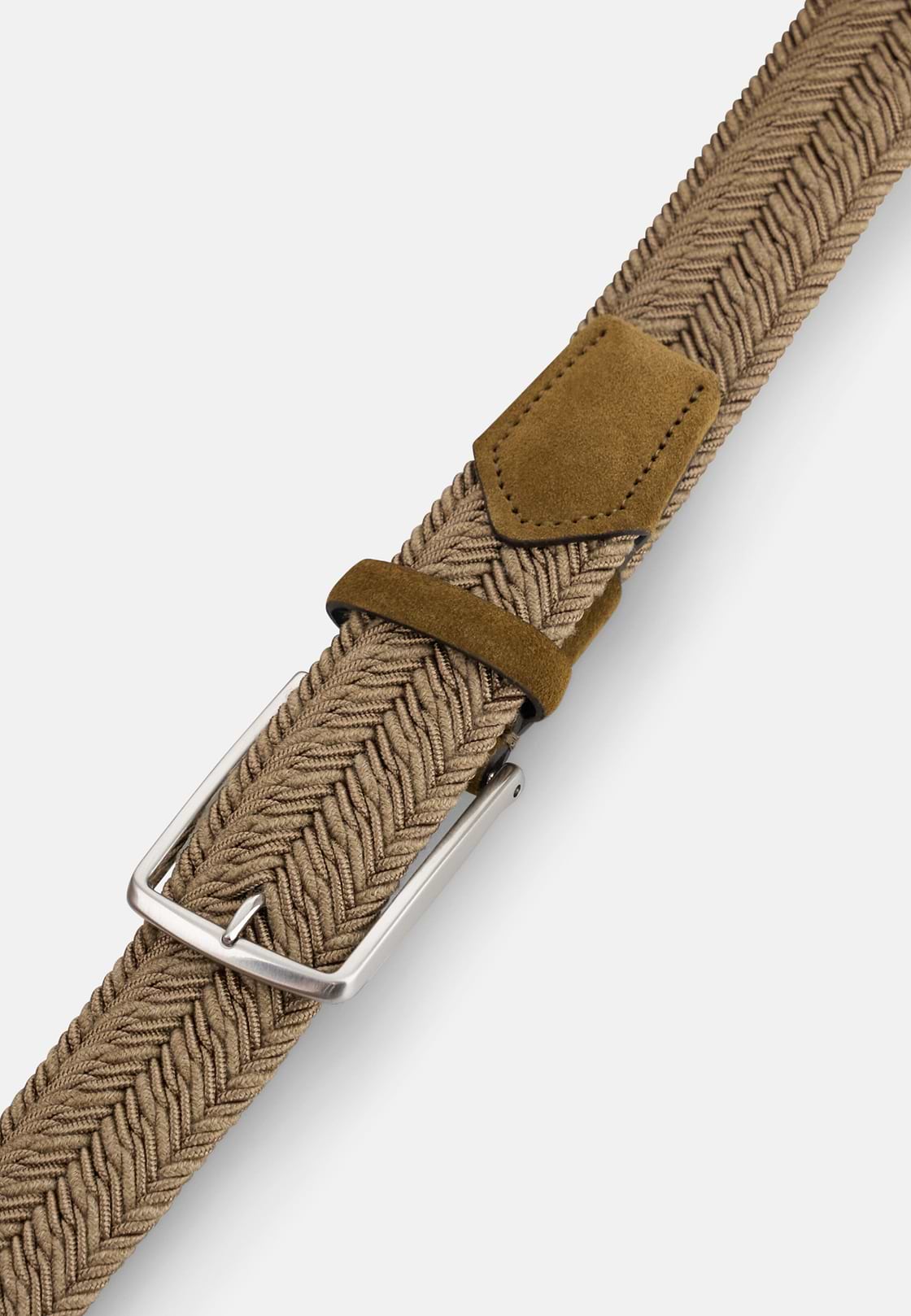 Woven Stretch Viscose Blend Belt, Biscuit, hi-res, 3