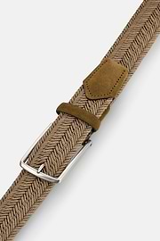 Woven Stretch Viscose Blend Belt, Biscuit, thumb, 3