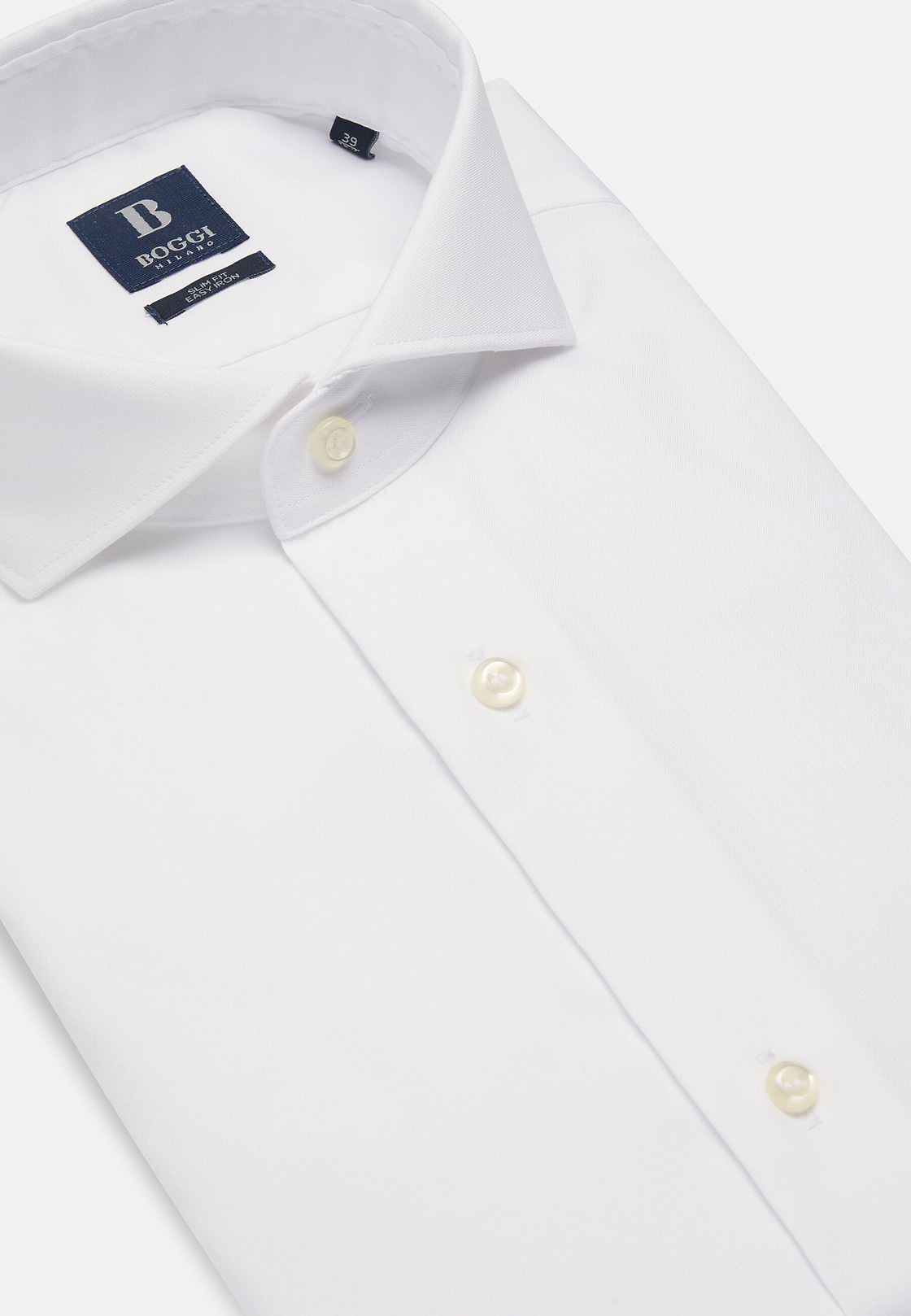 White slim fit cotton pin point shirt, White, hi-res