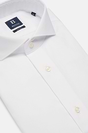 White slim fit cotton pin point shirt, White, hi-res