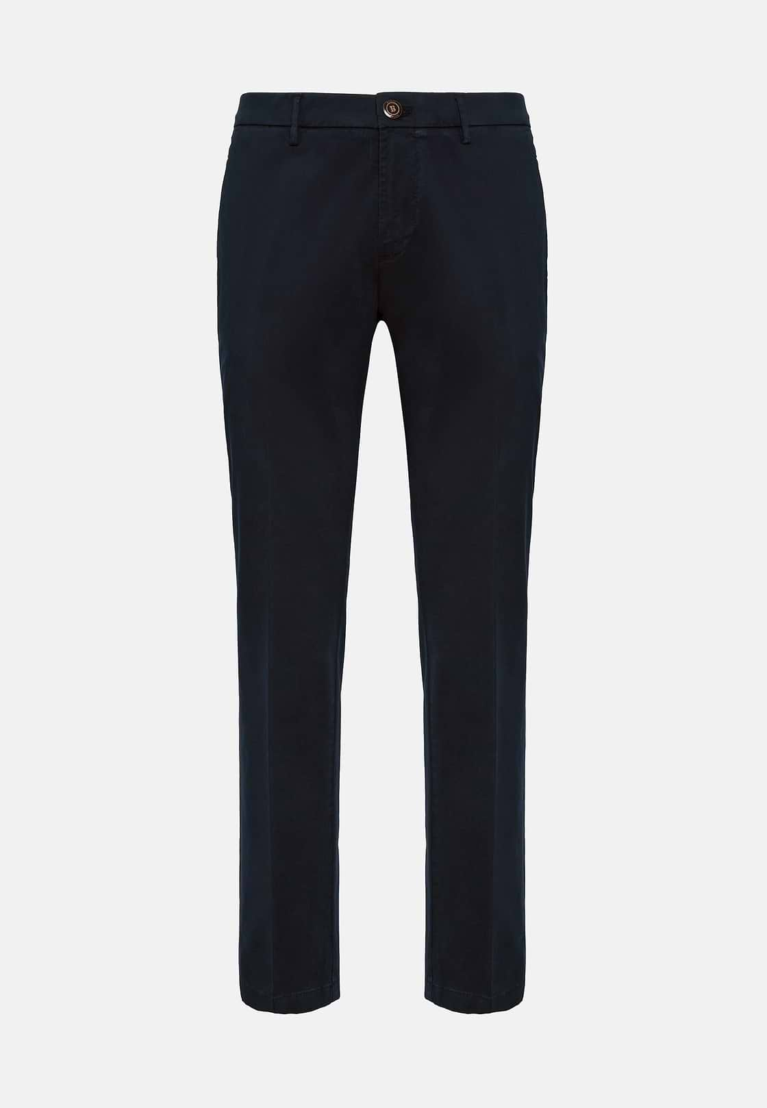 Stretch Cotton Trousers, Navy blue, hi-res