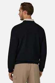 Crew Neck Jumper in Merino Wool Blend WOOLTECH, Black, thumb, 4